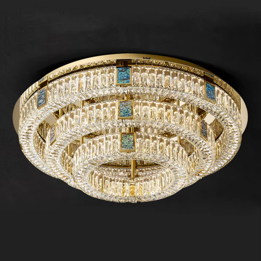 Gold K9 Crystal Round LED Ceiling Chandelier