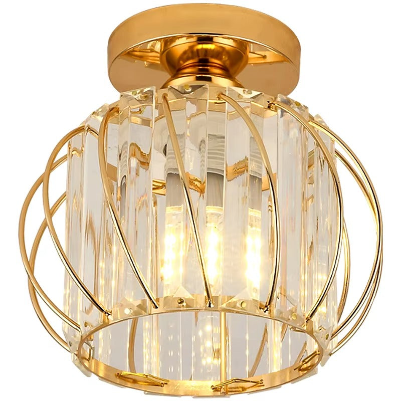 Gold Crystal Round Ceiling Light – Modern Nordic Luxury
