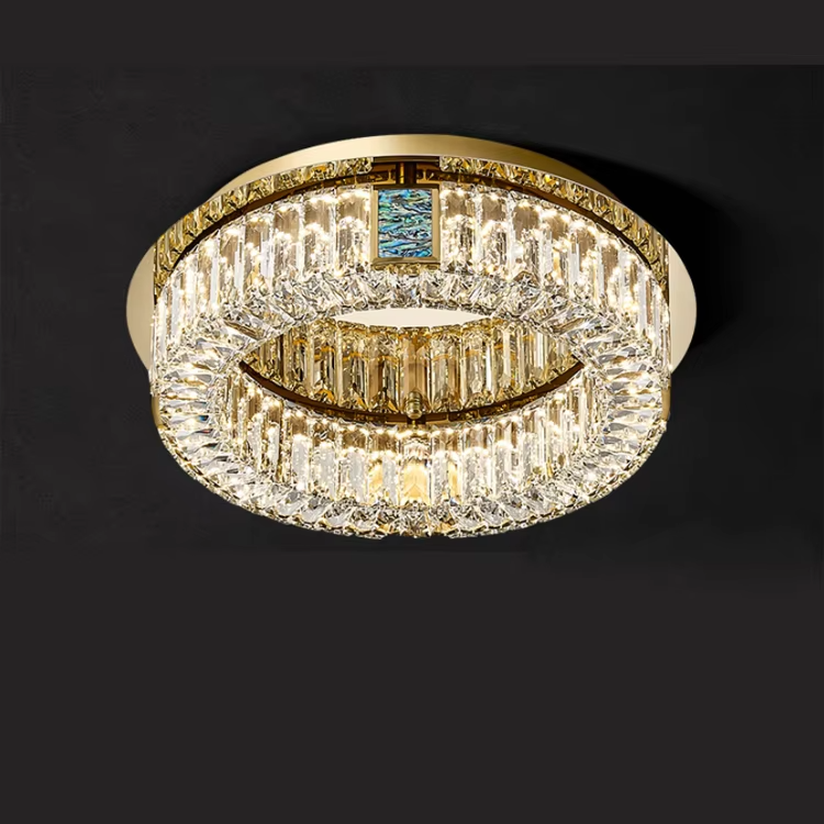 Gold K9 Crystal Round LED Ceiling Chandelier