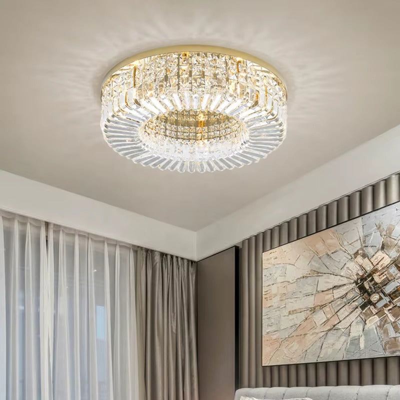 Gold K9 Crystal Round LED Ceiling Light