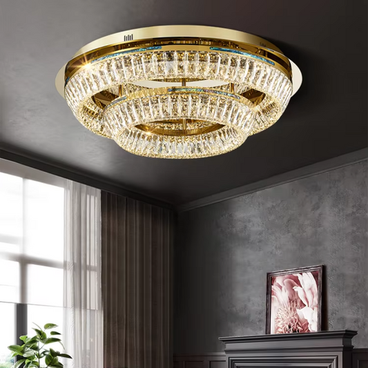 Gold K9 Crystal Round LED Ceiling Chandelier