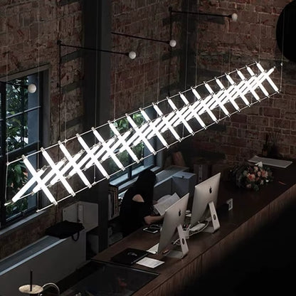 Rectangle Chrome LED Pendant Light – Large Long Modern Chandelier