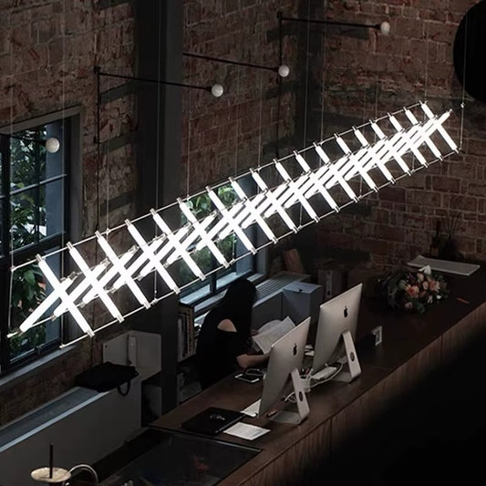 Rectangle Chrome LED Pendant Light – Large Long Modern Chandelier