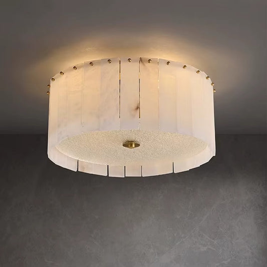 Marble & Gold Round Flush Mount Ceiling Light