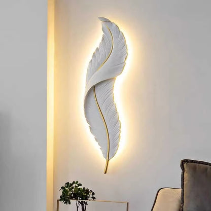 Feather Design White & Gold LED Wall Lamp