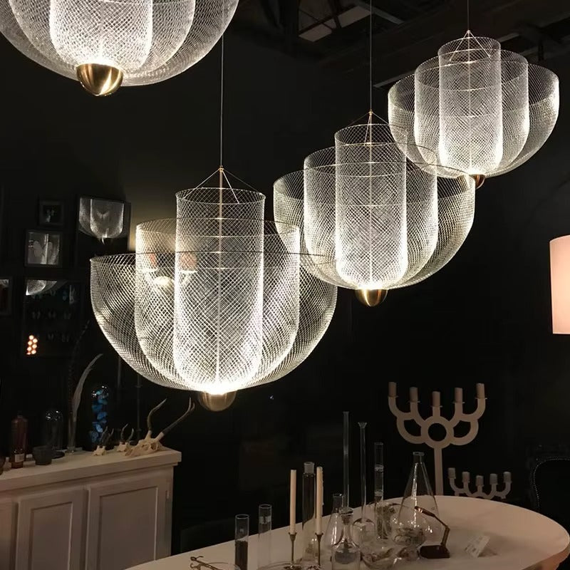 Iron Mesh Metal Pendant Light – Modern Luxury LED Chandelier
