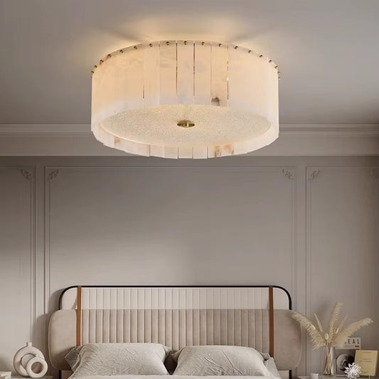 Marble & Gold Round Flush Mount Ceiling Light