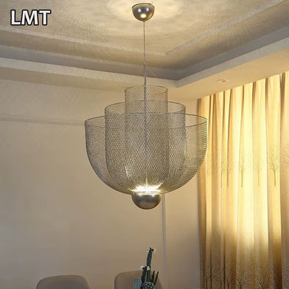 Iron Mesh Metal Pendant Light – Modern Luxury LED Chandelier