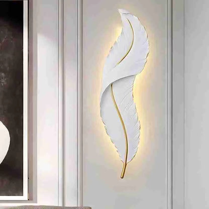 Feather Design White & Gold LED Wall Lamp