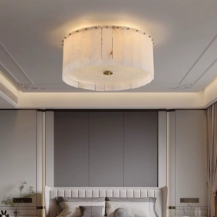 Marble & Gold Round Flush Mount Ceiling Light