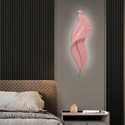 Feather Design White & Gold LED Wall Lamp