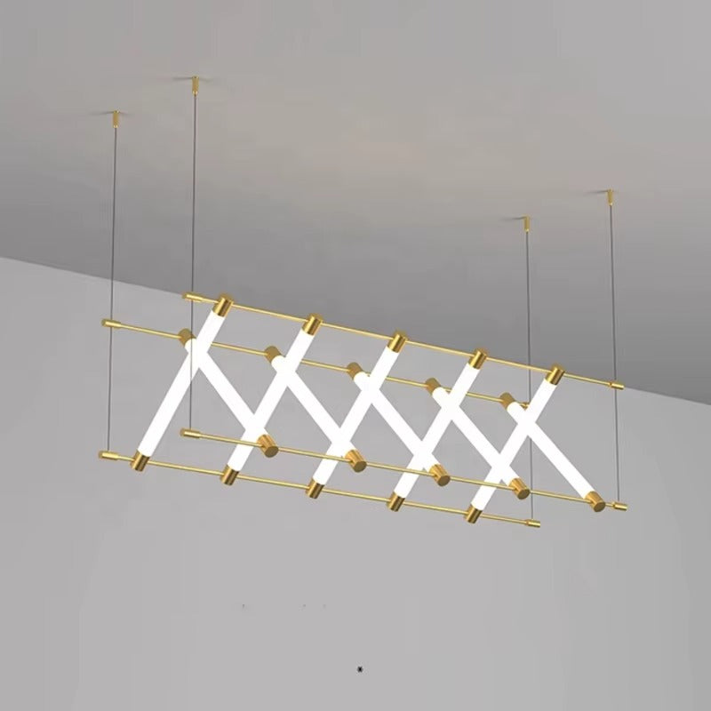 Rectangle Chrome LED Pendant Light – Large Long Modern Chandelier