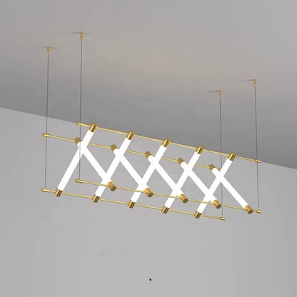Rectangle Chrome LED Pendant Light – Large Long Modern Chandelier