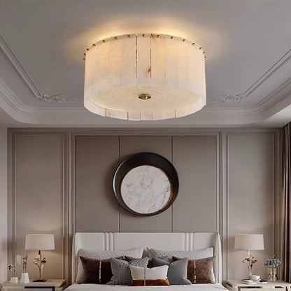 Marble & Gold Round Flush Mount Ceiling Light