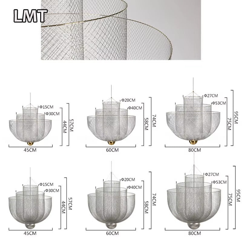 Iron Mesh Metal Pendant Light – Modern Luxury LED Chandelier