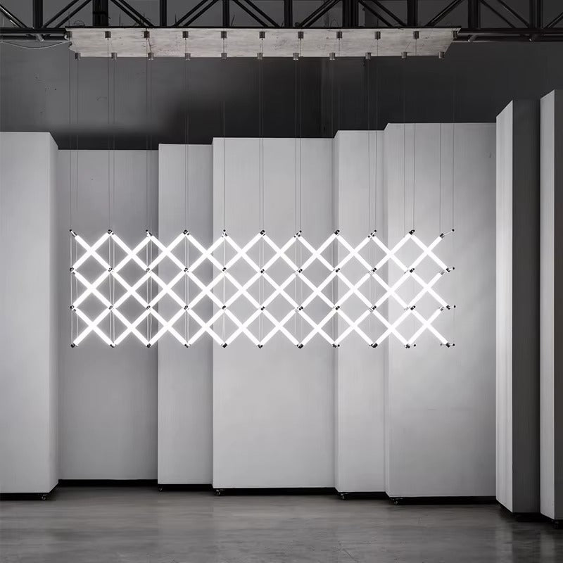 Rectangle Chrome LED Pendant Light – Large Long Modern Chandelier