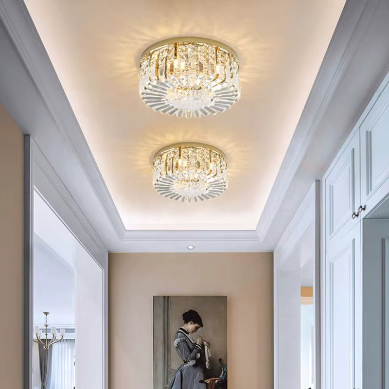 Gold K9 Crystal Round LED Ceiling Light