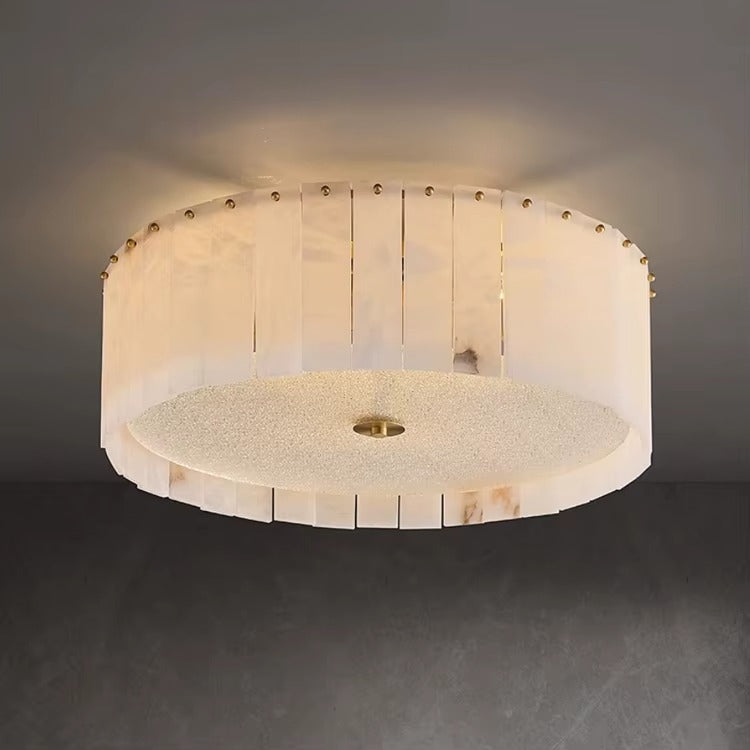 Marble & Gold Round Flush Mount Ceiling Light