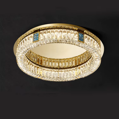 Gold K9 Crystal Round LED Ceiling Chandelier