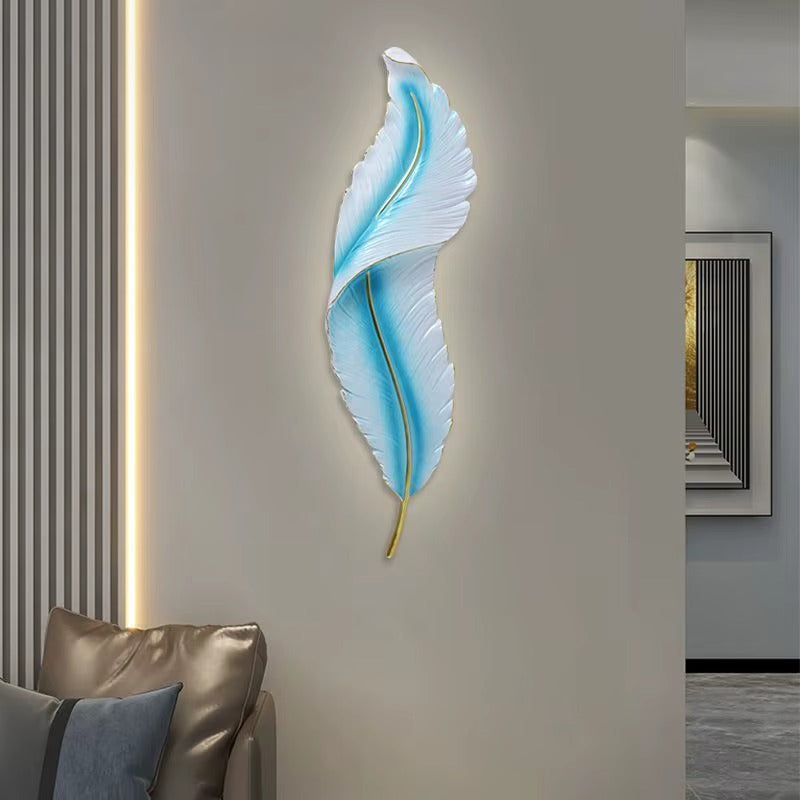 Feather Design White & Gold LED Wall Lamp