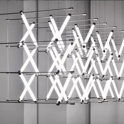 Rectangle Chrome LED Pendant Light – Large Long Modern Chandelier