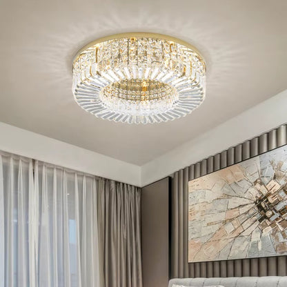 Gold K9 Crystal Round LED Ceiling Light